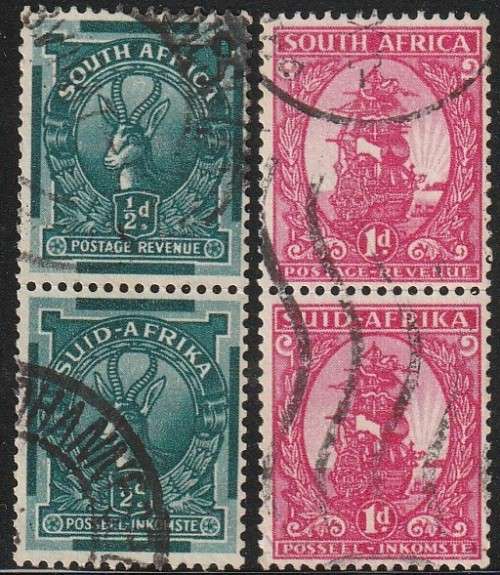 South Africa Union - 1943 - Set of Coil Stamps Redrawn and in Mono Colour