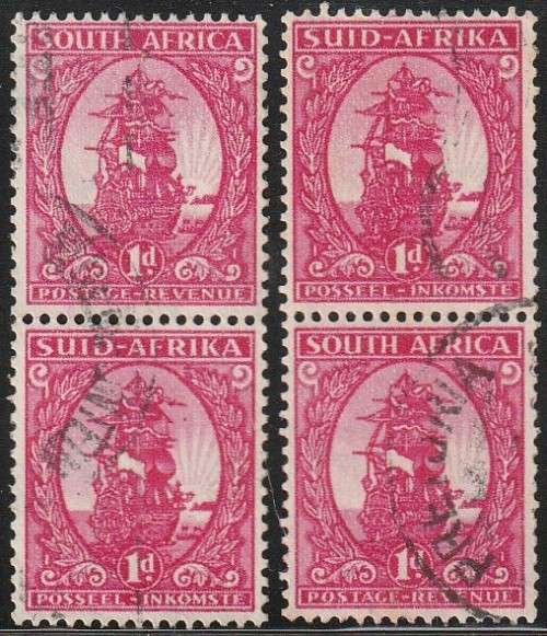 South Africa Union - 1943 - Coil Stamps Redrawn and in Mono Colour - Jan van Riebeek`s Ship