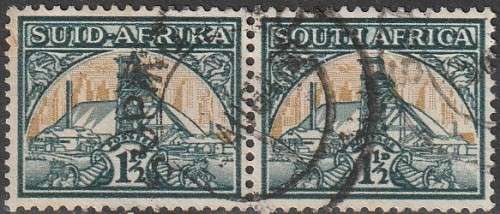 South Africa Union - 1941 - Mining Pictorial Reduced Size Horizontal Pair