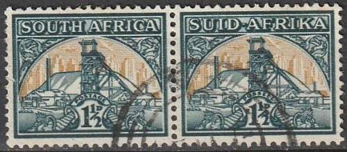 South Africa Union - 1941 - Mining Pictorial Reduced Size Horizontal Pair