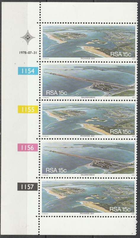 South Africa RSA - 1978 - Saldanha Bay and Richards Bay, Harbors, Harbours - Control Strip