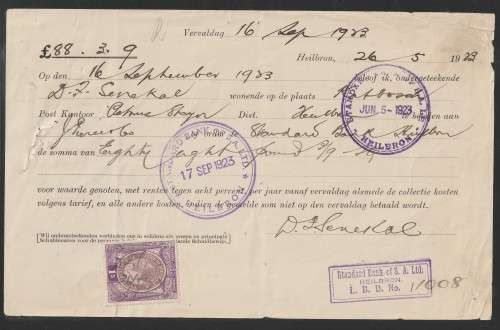 Union of South Africa (1913,1926) 1929 1923 1921 - King George V Drommedaris Ship revenue on piece