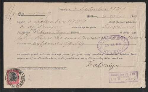 Union of South Africa (1913,1926) 1929 1923 1921 - King George V Drommedaris Ship revenue on piece