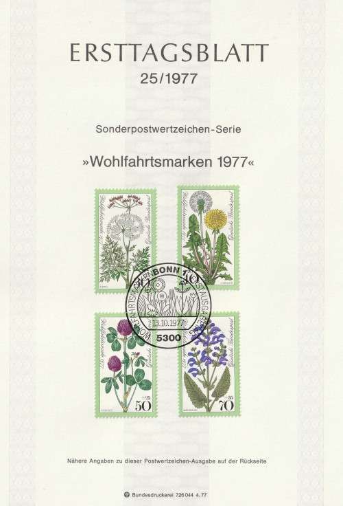 Germany West Federal - 1977 - Meadow Flowers - Complete Set