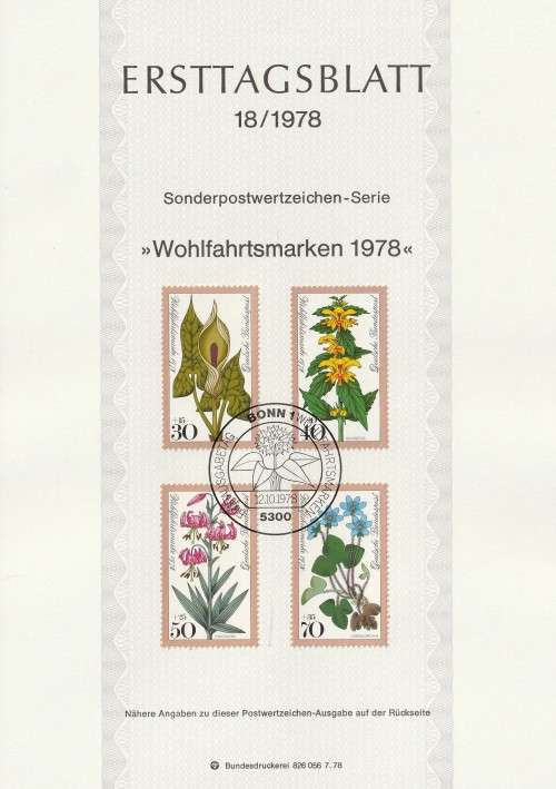 Germany West Federal - 1978 - Woodland Flowers - Complete Set