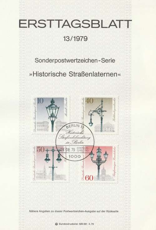 Germany Berlin West Federal - 1979 - Historic Street Lanterns - Complete set