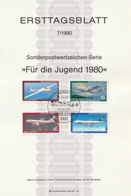 Germany West Federal - 1980 - Aviation - Complete Set