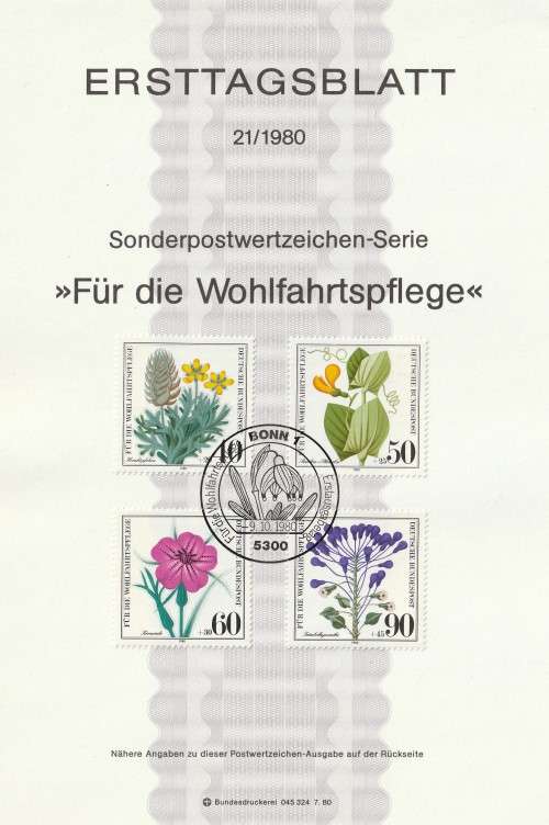 Germany West Federal - 1980 - Wildflowers - Complete Set