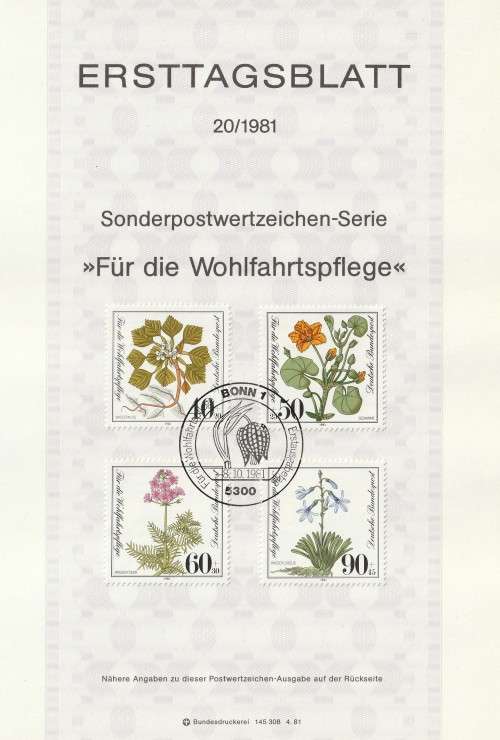 Germany West Federal - 1981 - Endangered Wildflowers - Complete Set