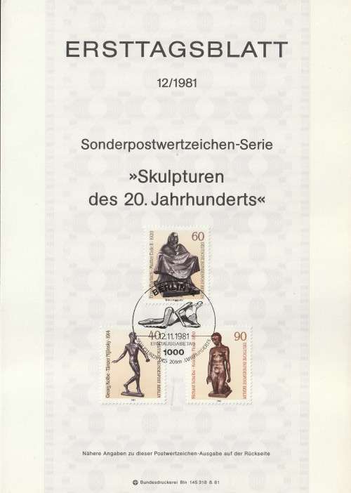 Germany Berlin West Federal - 1981 -  20th Century Sculptures - Complete set