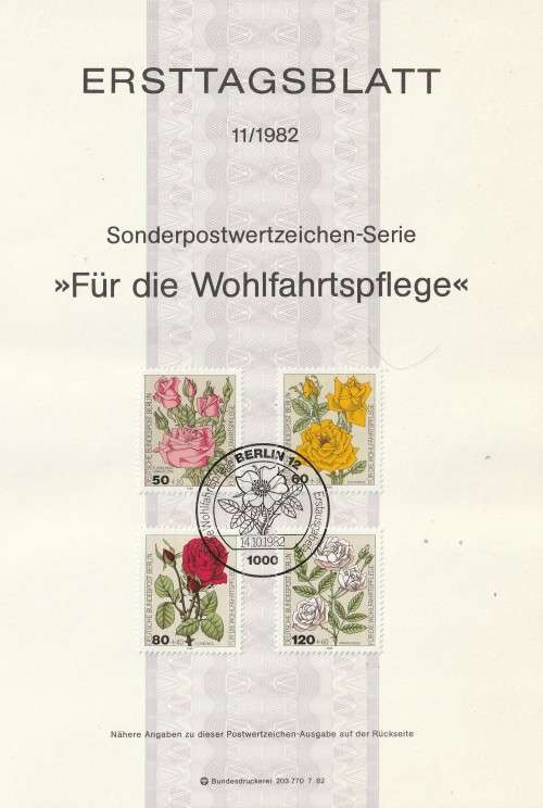 Germany Berlin West Federal - 1982 - Flowers Roses - Complete set