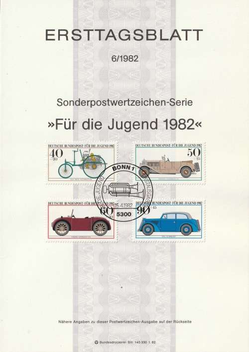 Germany West Federal - 1982 - Vintage Antique Motor Cars - Complete Set