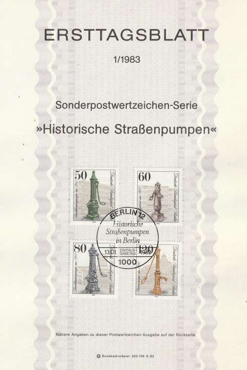 Germany Berlin West Federal - 1983 - Historical Street Water Pumps Fire Hydrants - Complete Set