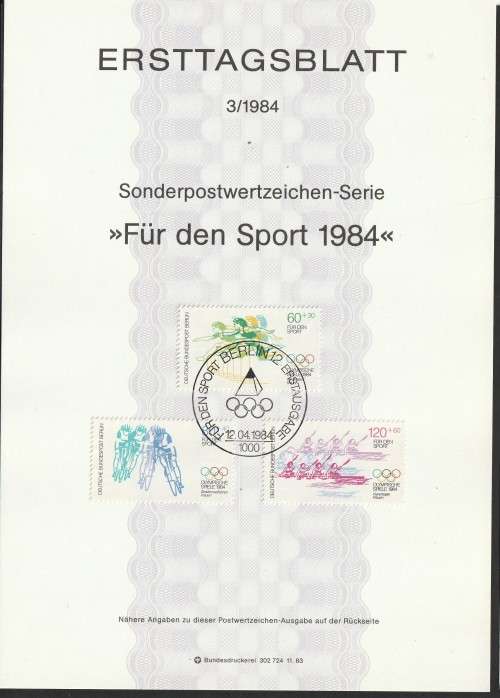 Germany Berlin West Federal - 1984 - Sports Olympics - Complete Set