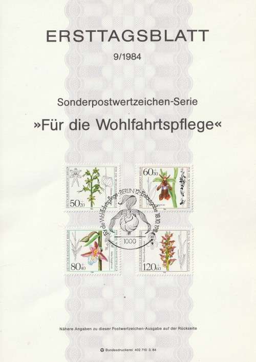 Germany Berlin West Federal - 1984 - Orchids Flowers - Complete Set