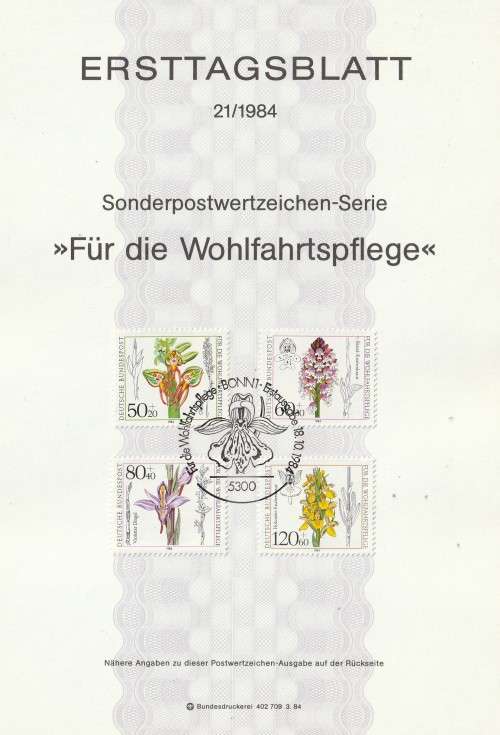 Germany West Federal - 1984 - Orchids Flowers - Complete Set