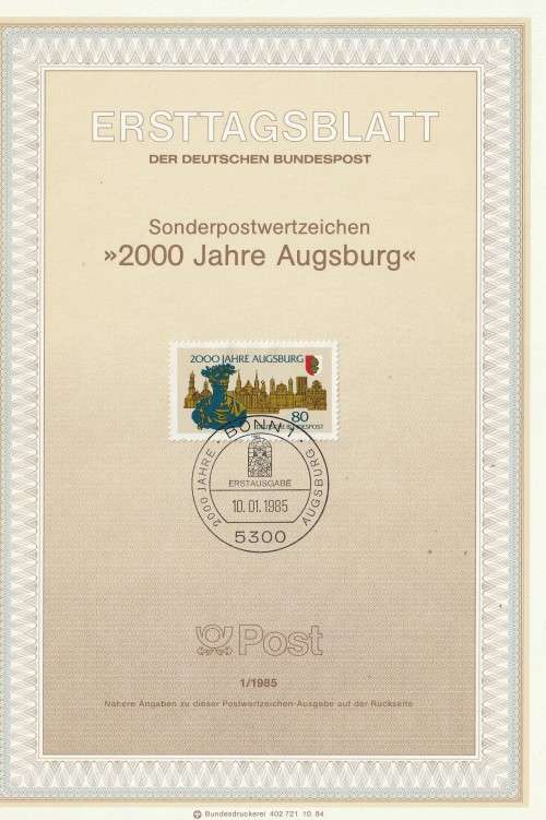 Germany West Federal - 1985 - Augsburg 2000th Anniversary - Complete Set (1)