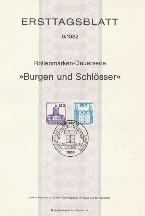Germany BERLIN West Federal - 1977 to 1987 - Castles and Palaces - Complete Set (21)