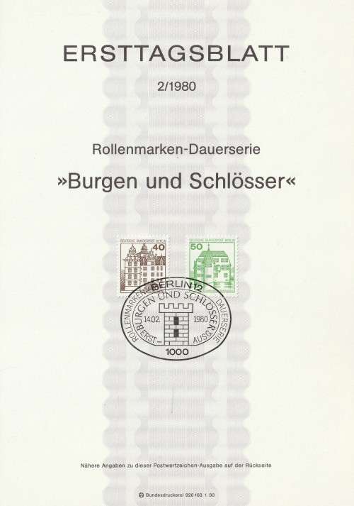 Germany BERLIN West Federal - 1977 to 1987 - Castles and Palaces - Complete Set (21)