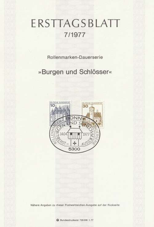 Germany West Federal - 1977 to 1987 - Castles and Palaces - Complete Set (21)