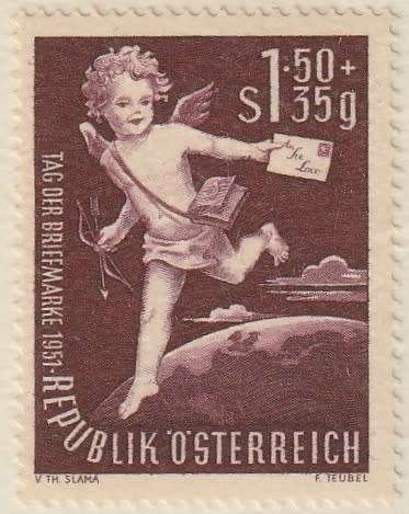 Austria - 1952 - Stamp Day - Cupid as Postman