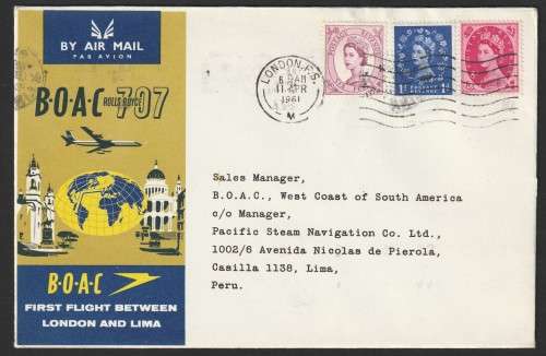 Great Britain Flight Covers - 1961 - London to Lima BOAC