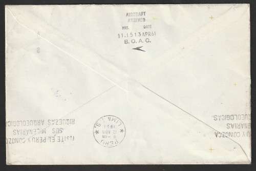 Great Britain Flight Covers - 1961 - London to Lima BOAC