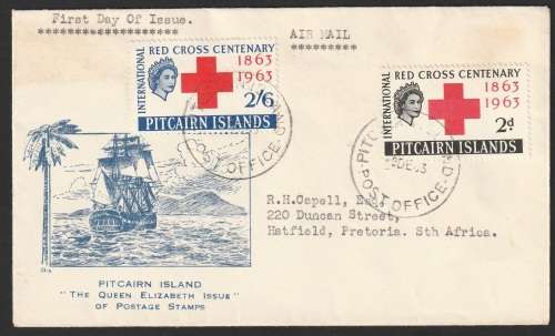 Pitcairn Islands FDC - 1963 - Red Cross Centenary on FDC (Scarce)