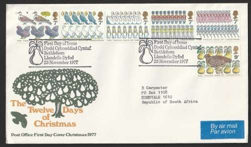 Great Britain QE II - 1977 - FDC Christmas The 12 Days