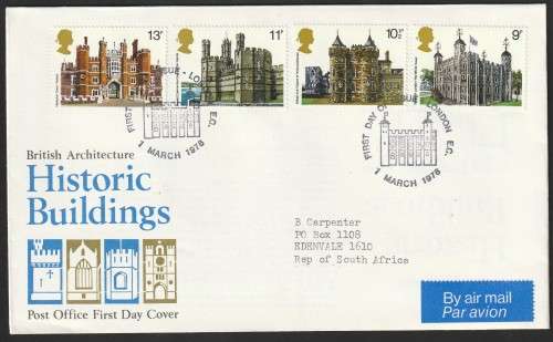 Great Britain QE II - 1978 - FDC - British Architecture Historic Buildings