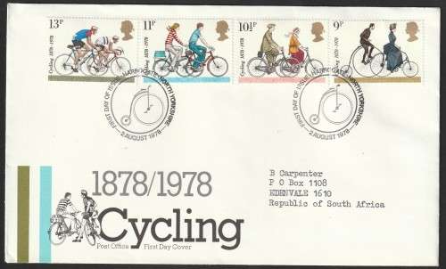 Great Britain QE II - 1978 - FDC - Cycling