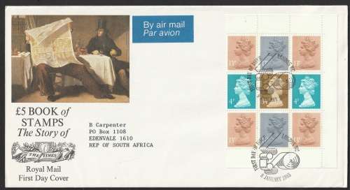 Great Britain QE II - 1985 - FDC - Booklet Machins The story of The Times on FDC