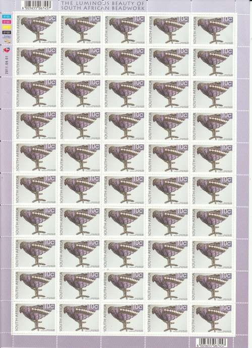 South Africa RSA - 2010 (2011) - Beadwork Dove 10c - Complete Sheet