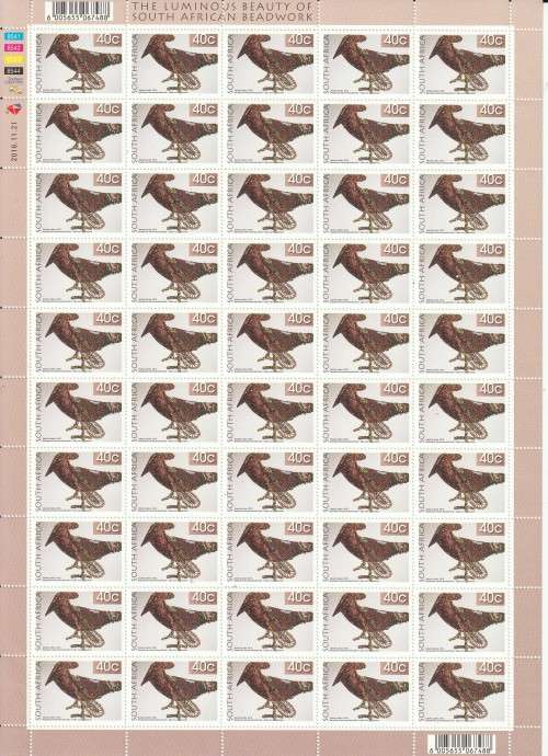 South Africa RSA - 2010 (2016) - Beadwork Hammerhead Bird 40c - Complete Sheet