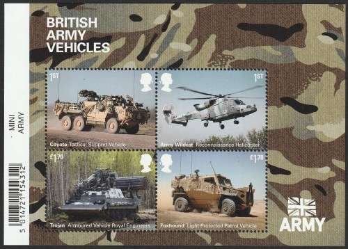 Great Britain - 2021 - British Army Vehicles Complete set with miniature sheet