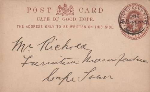 COGH Cape of Good Hope Queen Victoria - 1895 - PostCard Postal Stationery Downrated