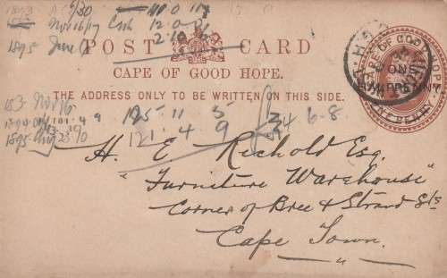 COGH Cape of Good Hope Queen Victoria - 1899 - PostCard Postal Stationery Downrated