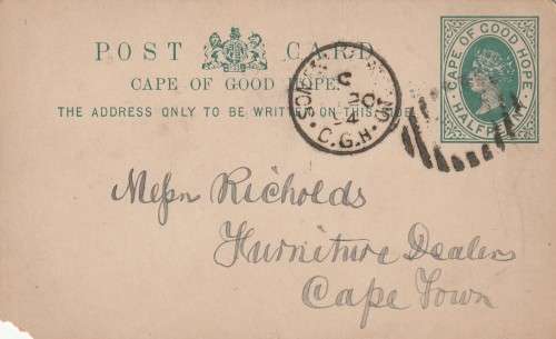 COGH Cape of Good Hope Queen Victoria - 1894 - PostCard Postal Stationery