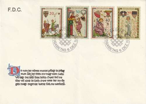 Liechtenstein - 1962 - FDC - Minnesanger Medival Scenes