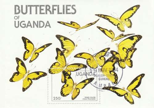 Uganda - 1984 - Souvenir Sheet - Butterflies Veinted Yellow