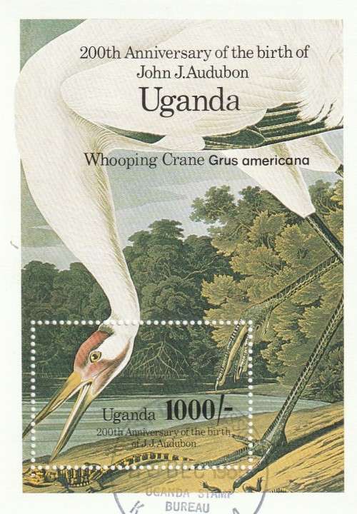 Uganda - 1985 - Souvenir Sheet - Audubon Centenary Birds Whooping Crane