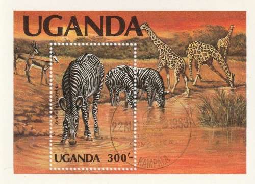 Uganda - 1983 - Souvenir Sheet - African Elephants issue - Zebra and Giraffe