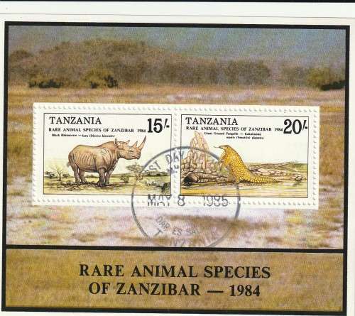 Tanzania - 1985 - Souvenir Sheet - Rare Animal Species of Zanzibar Rhino Pangolin