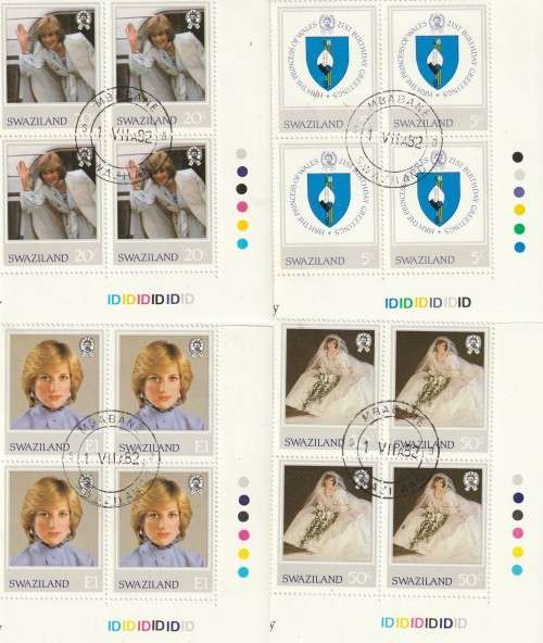 Swaziland - 1982 - Control Blocks - Complete Set Princess diana Wedding