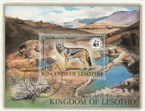 Lesotho - 1982 - Souvenir Sheet - Animals Black-backed Jackal WWF