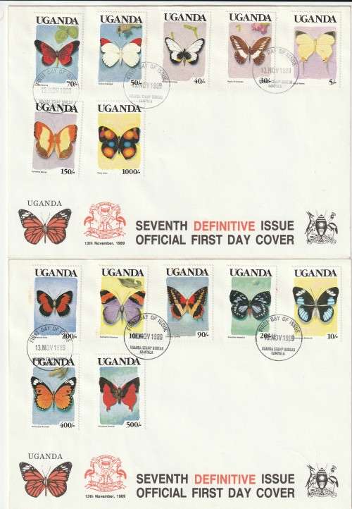 Uganda - 1989 - Butterflies Definitive on FDC set