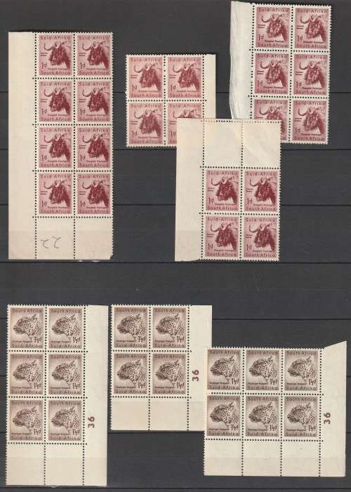 South Africa Union - 1959 to 1961 - Animal Definitive Control and Margin blocks