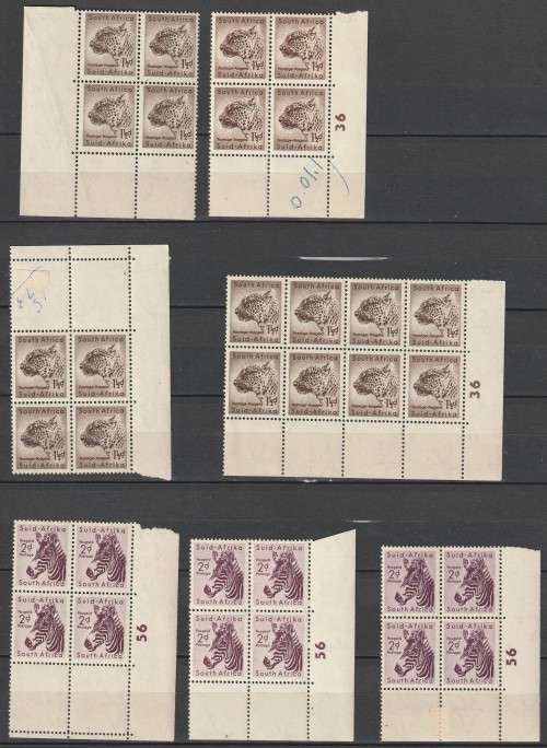 South Africa Union - 1959 to 1961 - Animal Definitive Control and Margin blocks