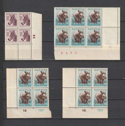 South Africa Union - 1959 to 1961 - Animal Definitive Control and Margin blocks