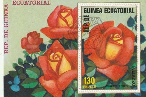 Guinea Guinee Equatorial - Miniature Sheet CTO - Roses Flowers